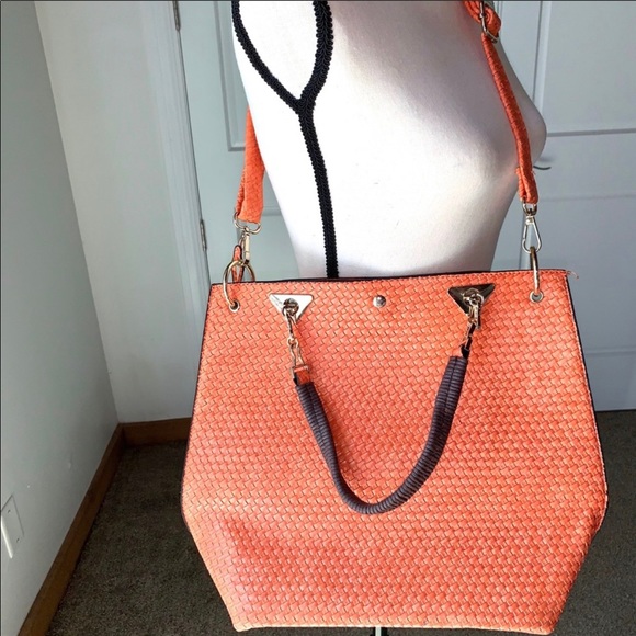 Orange Large Purse Basketweave Design - Picture 2 of 8